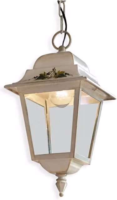 Sospensione Esterno Classica Gorizia Metallo Ceramica Bianco Sfumato 1 Luce E27