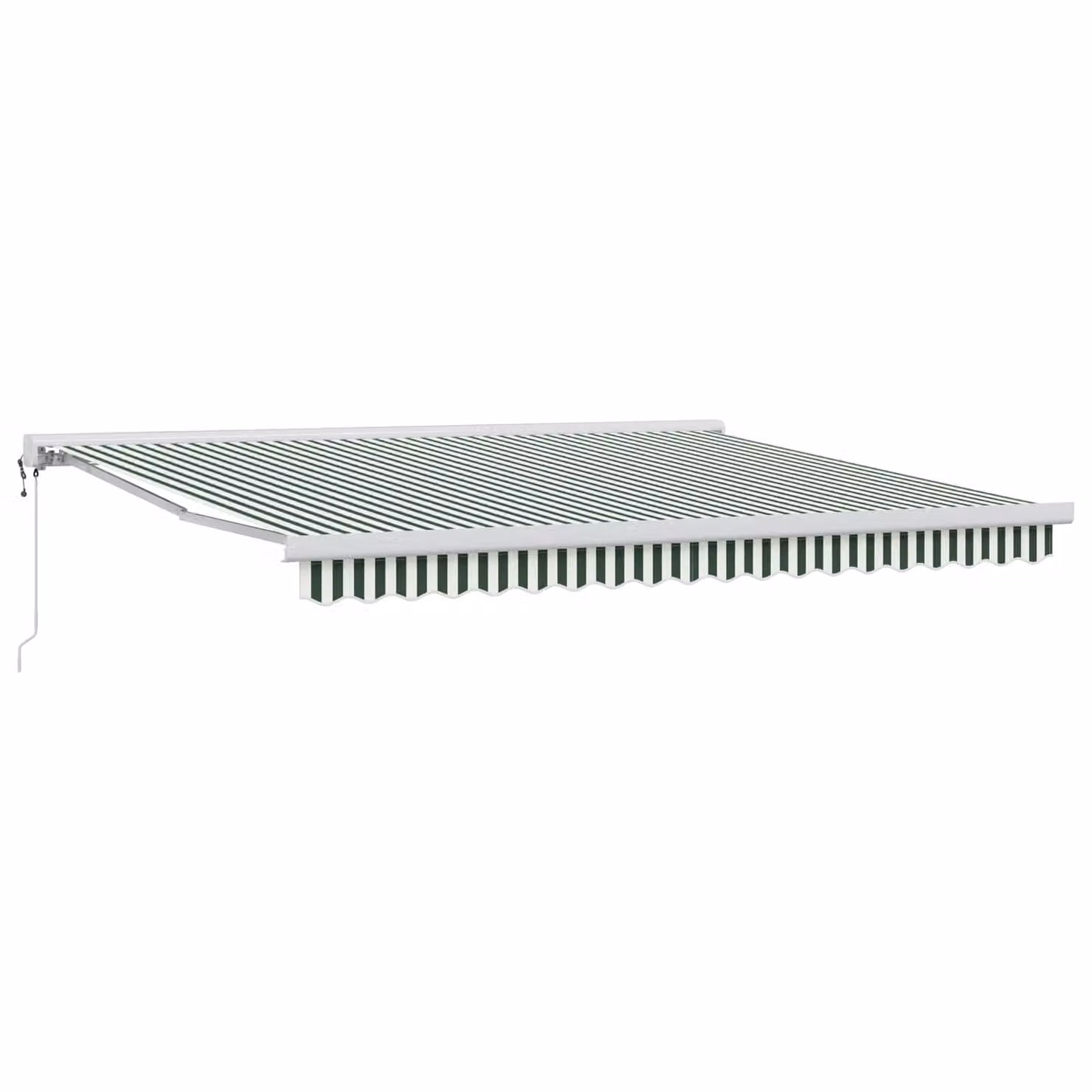 Tenda retrattile vidaXL con bracci pieghevoli in metallo e tessuto in poliestere, Verde e Bianco, L: 400 cm, P: 300 cm