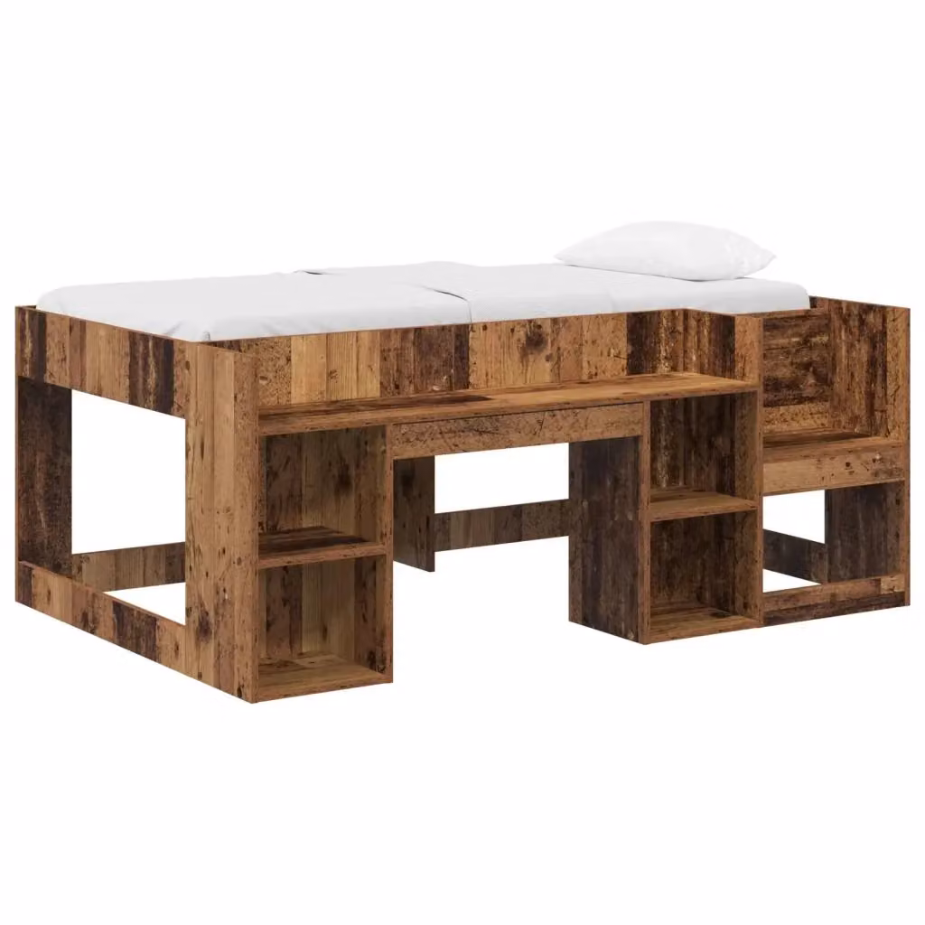 Letto Singolo Rialzato per Bambini vidaXL in Legno Marrone con Ripostiglio e Scala – 2