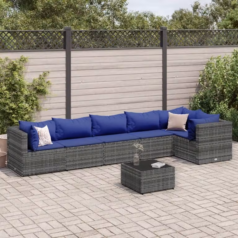Maison Exclusive - Set da giardino 7 pezzi con cuscini in polyrattan grigio