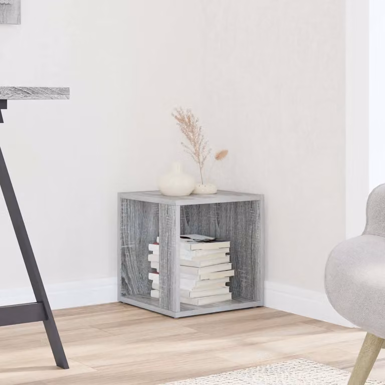 Tavolino da angolo vidaXL in legno composito e MDF, colore grigio rovere, L/P/H: 33 x 33 x 34 cm