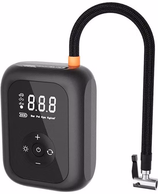 Pompa per bicicletta elettrica - Compressore d'aria portatile con display LCD - 150 PSI - Pompa per pneumatici adatta ai viaggi, per auto, biciclette, motociclette e palloncini.