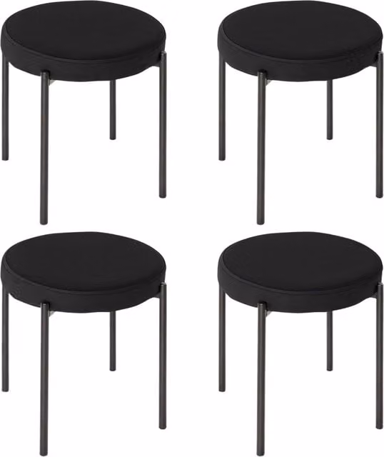 Sedia da pranzo XYLO in velluto nero con struttura in metallo, design moderno impilabile per cucina e sala da pranzo, L/P/H: 41,5 x 41,5 x 46 cm