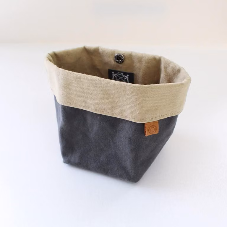 Accessorio: pochette, cotone cerato, grigio, 15,5 x 9 cm