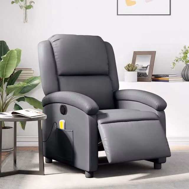 Poltrona Massaggiante Elettrica Reclinabile Grigio Similpelle 3204222