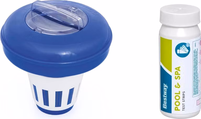Bestway | Kit galleggiante di dosaggio Flowclear con 50 strisce reattive | 16,5 cm Ø | Acqua della piscina pulita e cristallina