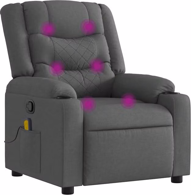 Poltrona Massaggiante | Sedia Relax Reclinabile Grigio Scuro in Tessuto