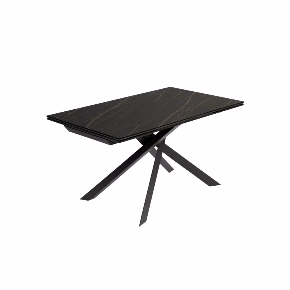 Tavolo da pranzo allungabile Axis Duzzle in ceramica e vetro effetto marmo Portoro nero, L: 160-240 cm, P: 90 cm, H: 76 cm – 2