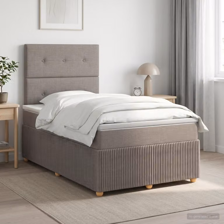 Letto box spring con materasso vidaXL in tessuto, colore tortora/grigio, L 120 cm x P 200 cm