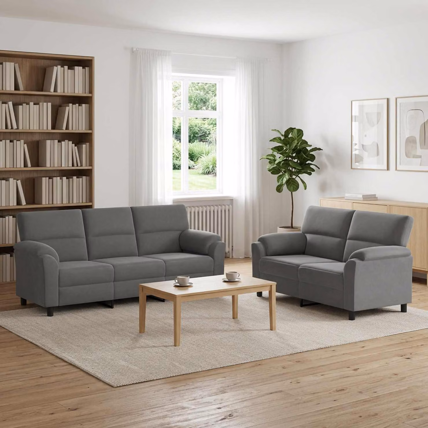 Set di 2 divani moderni vidaXL in velluto grigio scuro con struttura in metallo per il tuo soggiorno