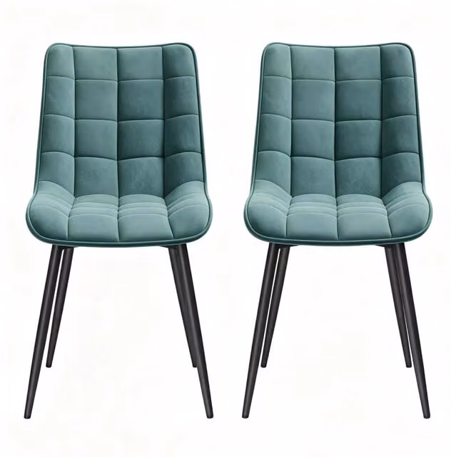 Set da 2 Sedie da Pranzo in Velluto con Struttura Metallica, 46x39 cm, Altezza Seduta 46,5 cm, Colore Variato
