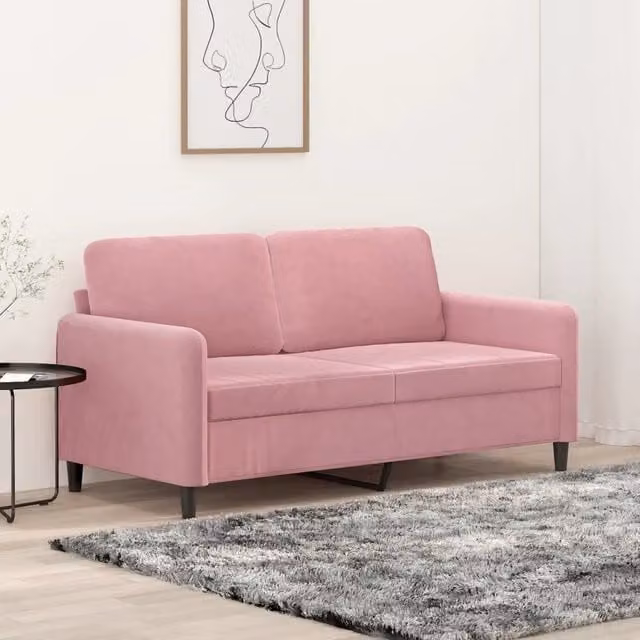 Divano a 2 Posti-Sofa 2 Posti Rosa 140 cm in Velluto 495532