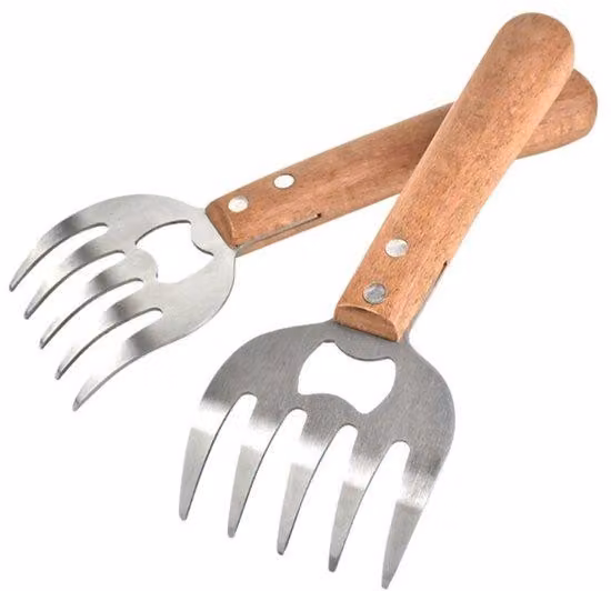 2 forchette da barbecue in acciaio inossidabile, per grigliare, colore naturale, grandi