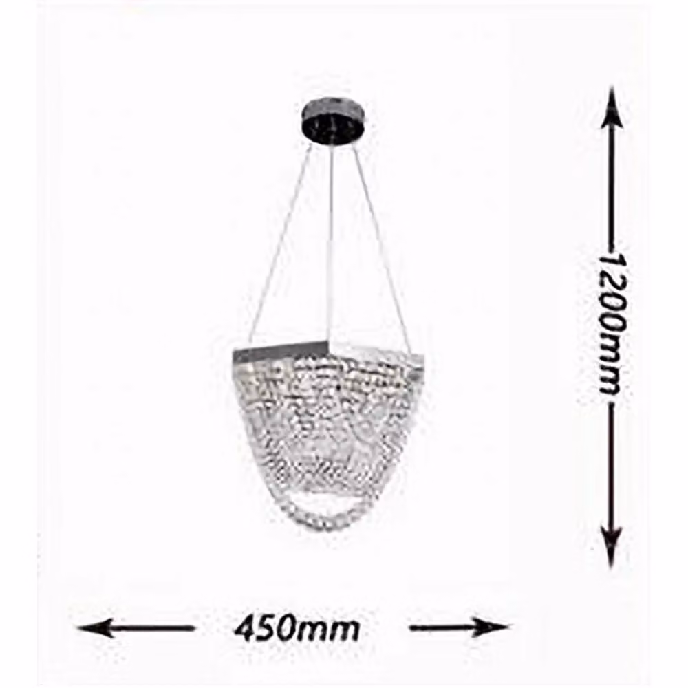 Lampadario a Sospensione LED Trade Shop Design Moderno con Cristalli e Luce Fredda 6500K Trasparente L: 120 cm, P: 45 cm, H: 45 cm – 2