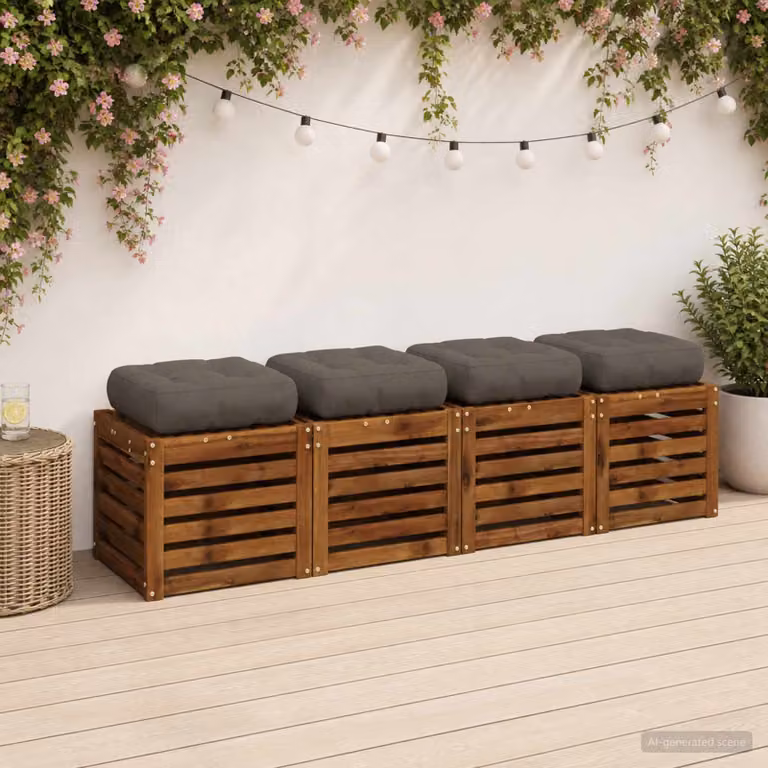 Set di 4 cuscini per sedia VIANEN vidaXL in poliestere grigio con rivestimento rimovibile e lavabile