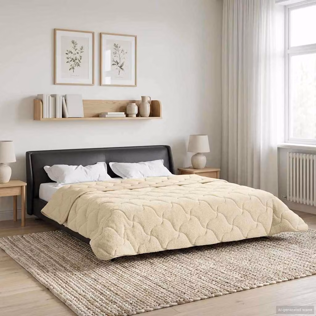 Piumino estivo vidaXL in microfibra traspirante e reversibile, beige, 200 x 200 cm