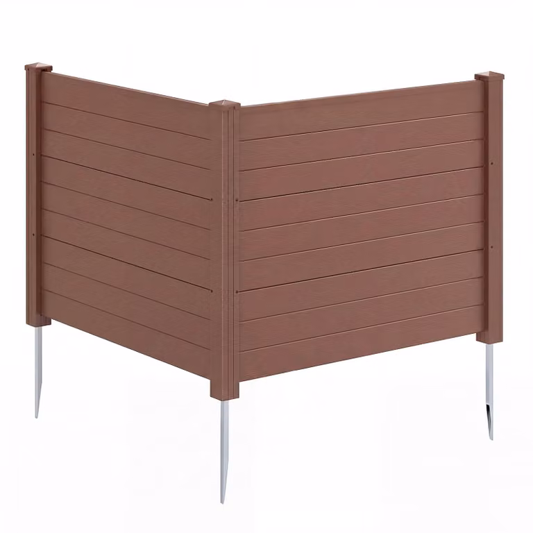 KOMFOTTEU, recinzione da giardino componibile, 2 pezzi, 122 x 95 cm, pannello divisorio con 3 pali in metallo zincato, recinzione autoportante senza necessità di scavi, recinzione decorativa freestanding, schermo per proteggere l'attrezzatura della piscin