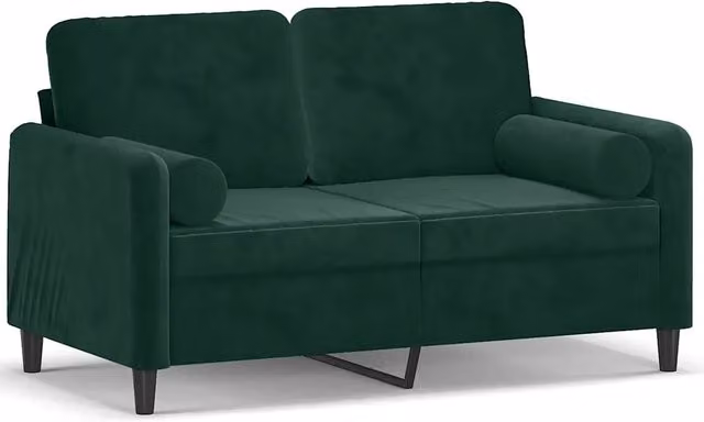 Divano | Divano da soggiorno | Sofa a 2 Posti con Cuscini Verde Scuro 120 cm in Velluto