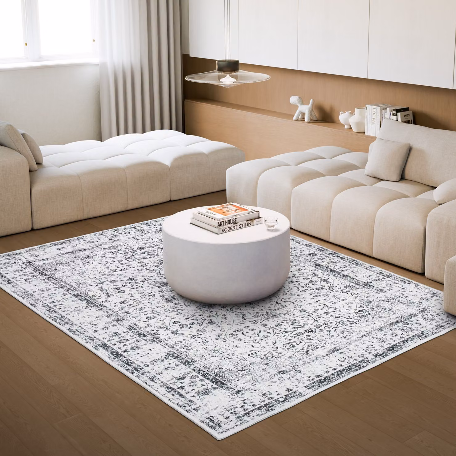Tappeto design vintage oriental in poliestere grigio tectake L: 200 cm, P: 274 cm – 2