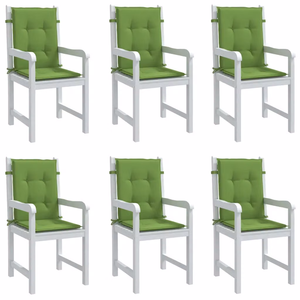 Set di 6 cuscini per sedia vidaXL in tessuto verde mélange, con schienale basso e imbottitura in schiuma, L: 100 cm, P: 50 cm, H: 4 cm