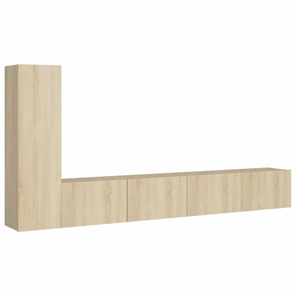 Set di mobili porta TV moderno vidaXL in legno multistrato beige da soggiorno a parete – 2