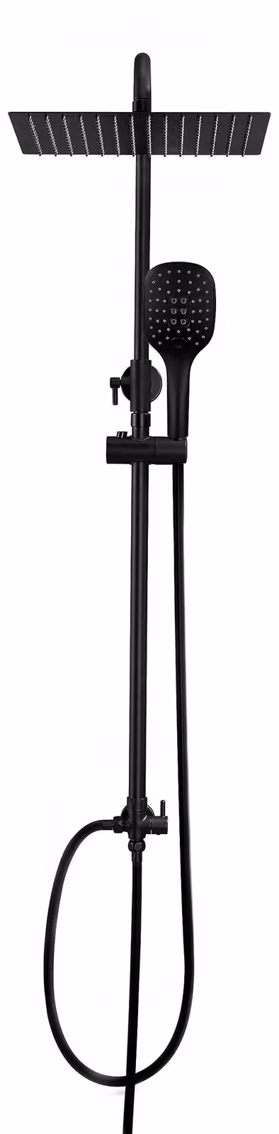 Sistema doccia a soffione piatto Görbach, senza miscelatore, quadrato, 25x25 cm, colore nero