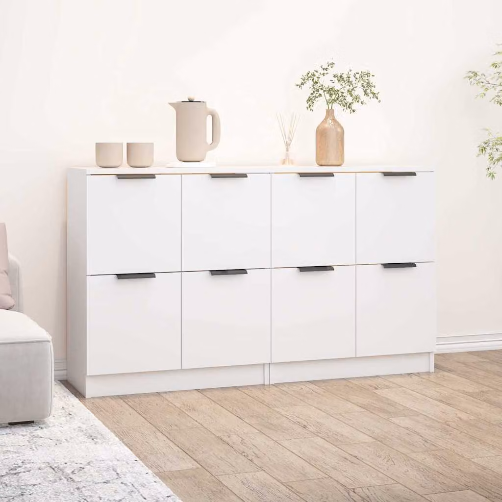 Set di 2 credenze minimaliste vidaXL in legno e MDF bianco, da appendere al muro, L 60 cm x P 30 cm x H 70 cm