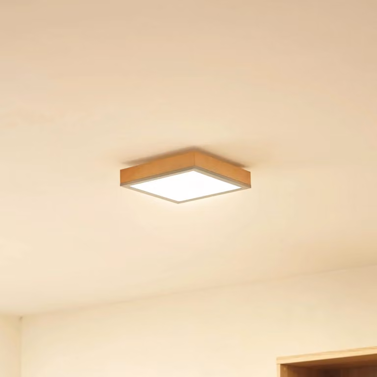 Plafoniera a LED Laviona Lindby, Legno chiaro, Soggiorno / Sala da pranzo, Legno, Moderno, Plafoniera LED