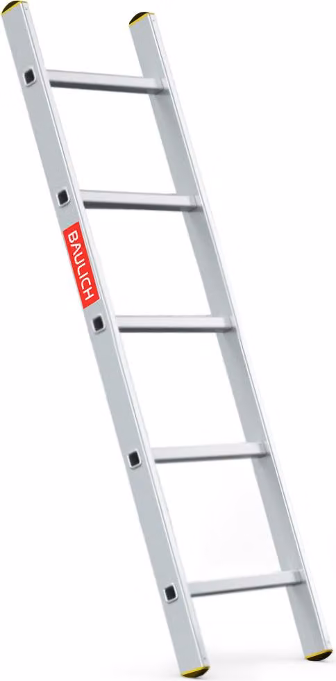 Baulich | Scala - Scala in alluminio - Scala a pioli - 5 pioli - Portata massima 150 kg - Scala compatta - Altezza di lavoro 2,44 m