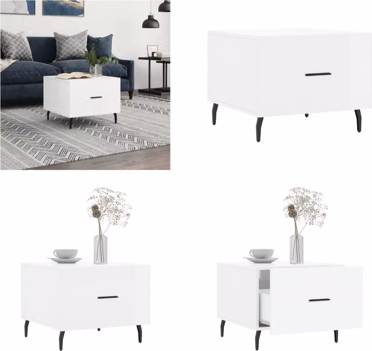 vidaXL Tavolino bianco lucido 50x50x40 cm in legno - Tavolino - Tavolini - Tavolino - Tavoli occasionali