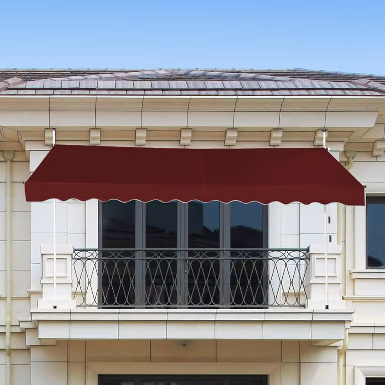 Tenda da sole retrattile e telescopica Costway con manovra, impermeabile e resistente ai raggi UV, colore rosso, L: 350 cm, P: 125 cm