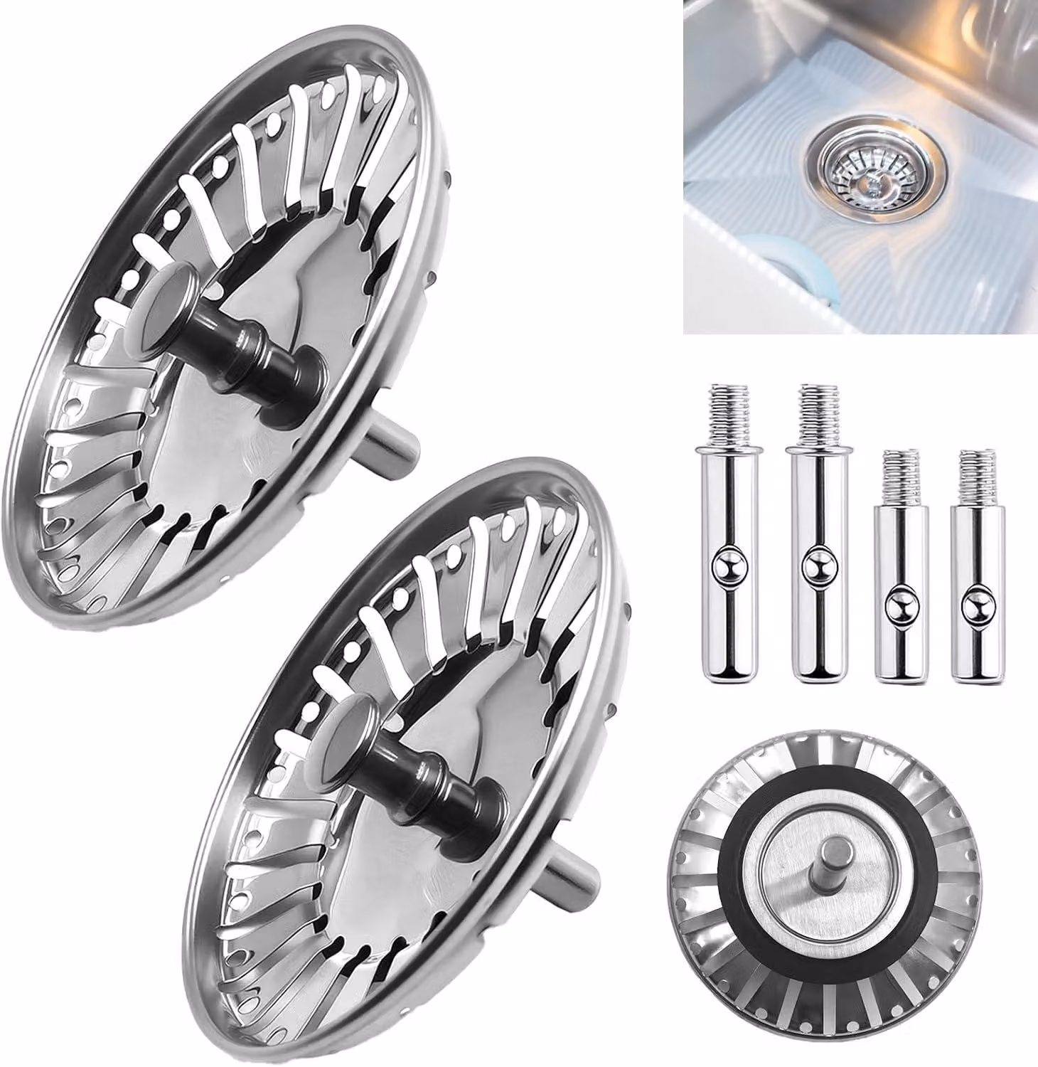 Griglia per lavello, in acciaio inossidabile, diametro 84 mm, regolabile in altezza, universale, per lavelli