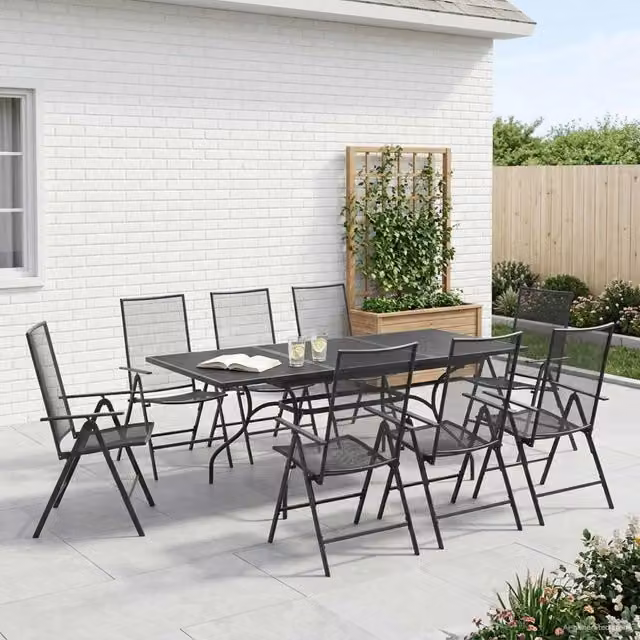 Set da Pranzo per Giardino 9 pz Antracite Rete e Acciaio 3429143