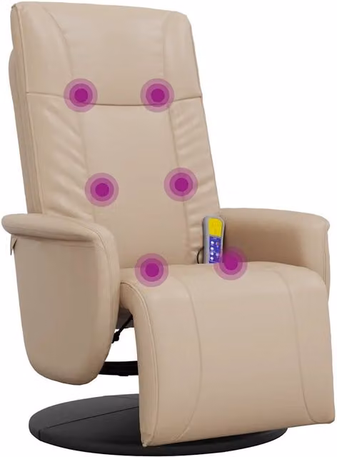 Poltrona | Sedia Relax Reclinabile Massaggi Poggiapiedi Cappuccino Similpelle
