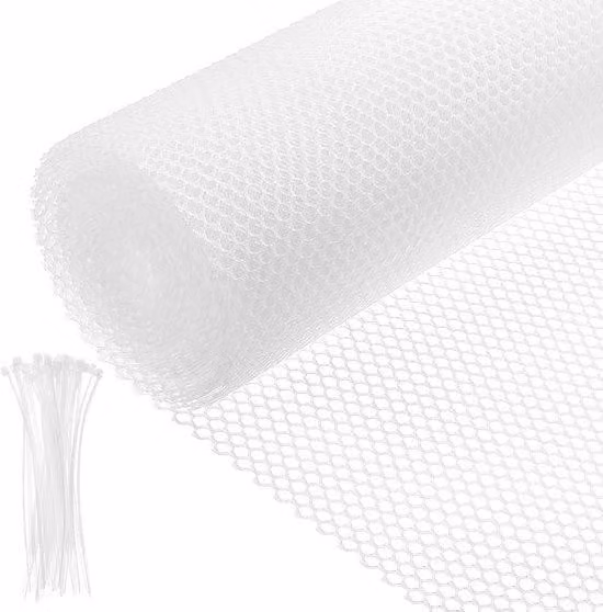 Recinzione a maglie in plastica bianca 8 m x 30 cm per giardino e animali, spessore 1,7 mm