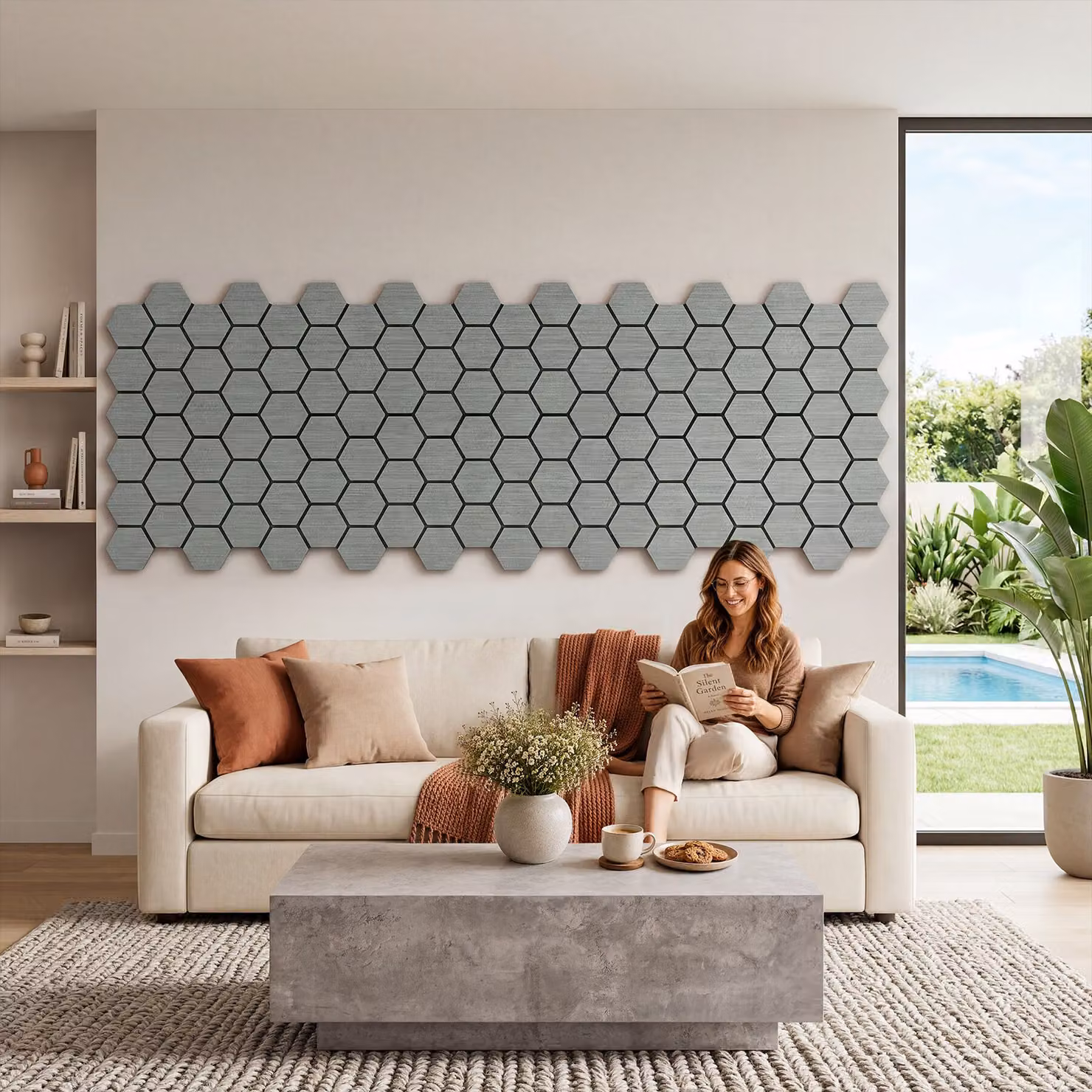 Pannelli acustici Sonic Shield tectake effetto legno rovere grigio chiaro in MDF – 3