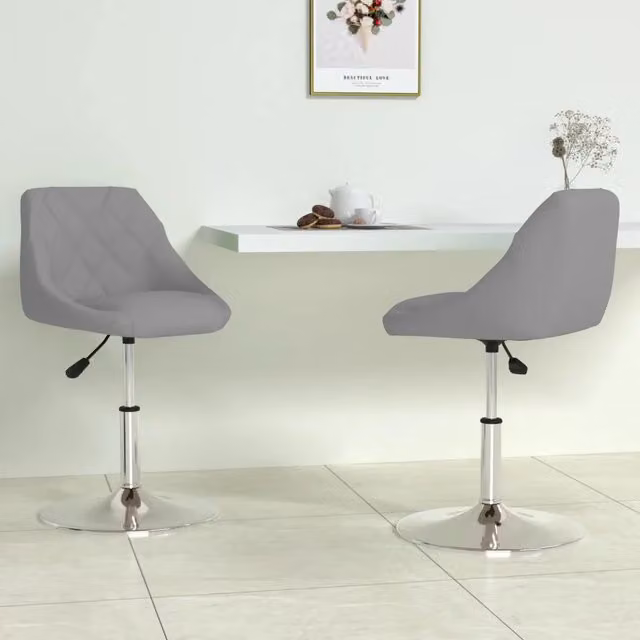 Set di 2 sedie da pranzo girevoli a 360 gradi vidaXL in velluto grigio con struttura in metallo