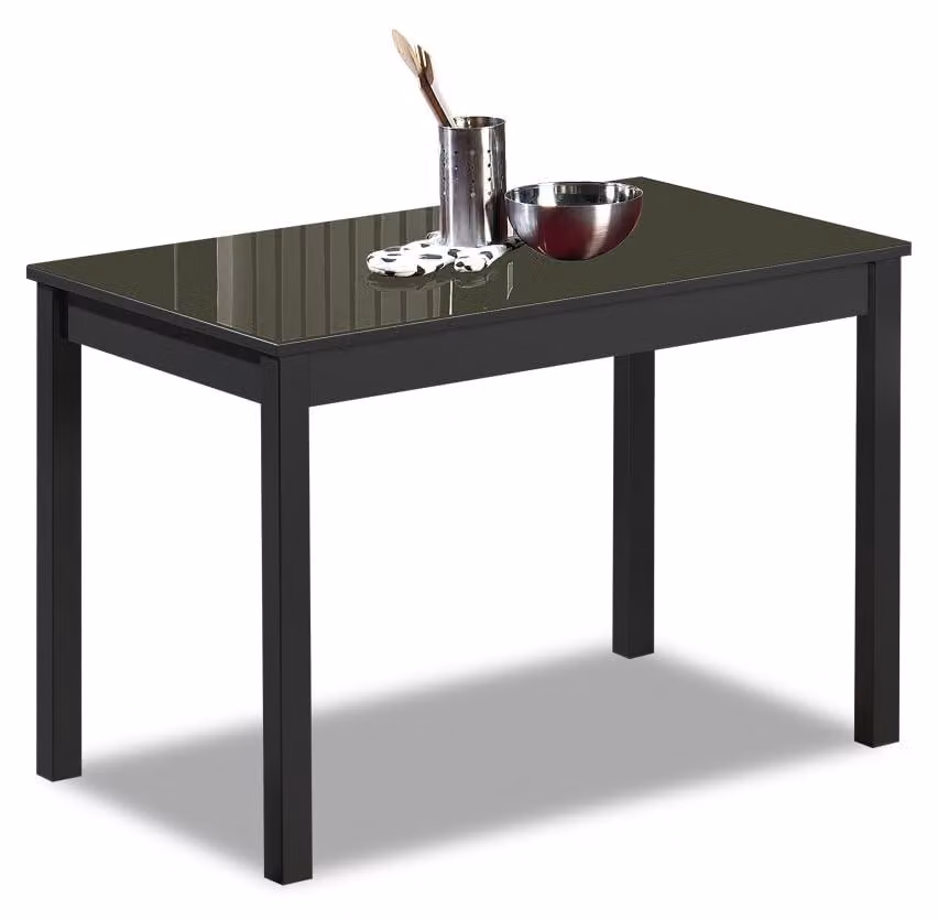 Tavolo da pranzo, forma rettangolare, piano in vetro, struttura in alluminio, dimensioni 110x70 cm, colore grafite