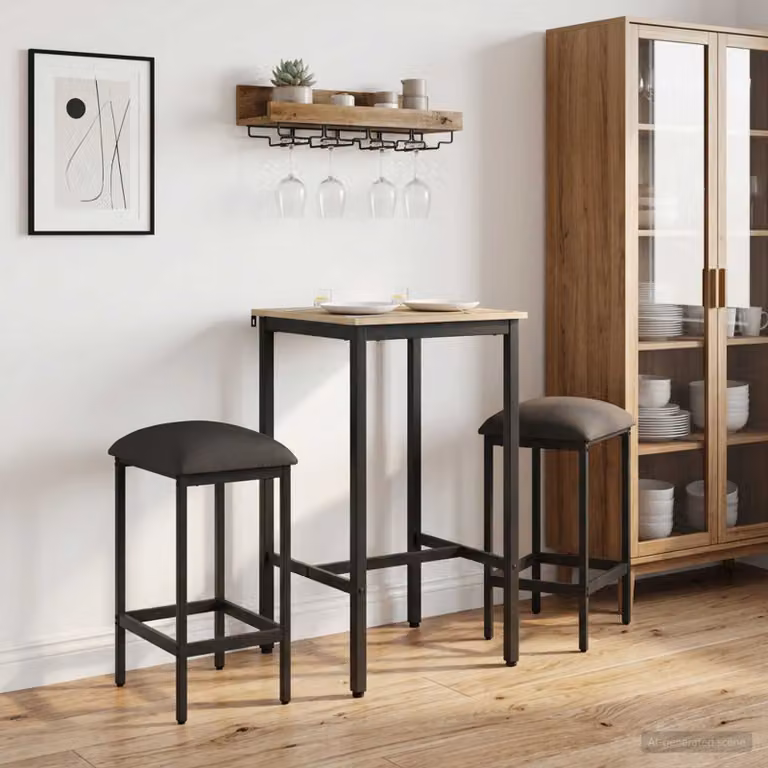 Set di 2 sgabelli da bar moderni vidaXL in tessuto grigio con struttura in metallo L: 40 cm, P: 32 cm, H: 74 cm