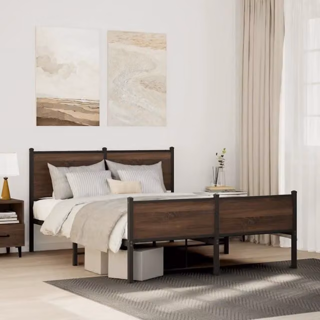 Letto in metallo vidaXL colore marrone con struttura rigida L/P/H: 140 x 200 x 91,5 cm
