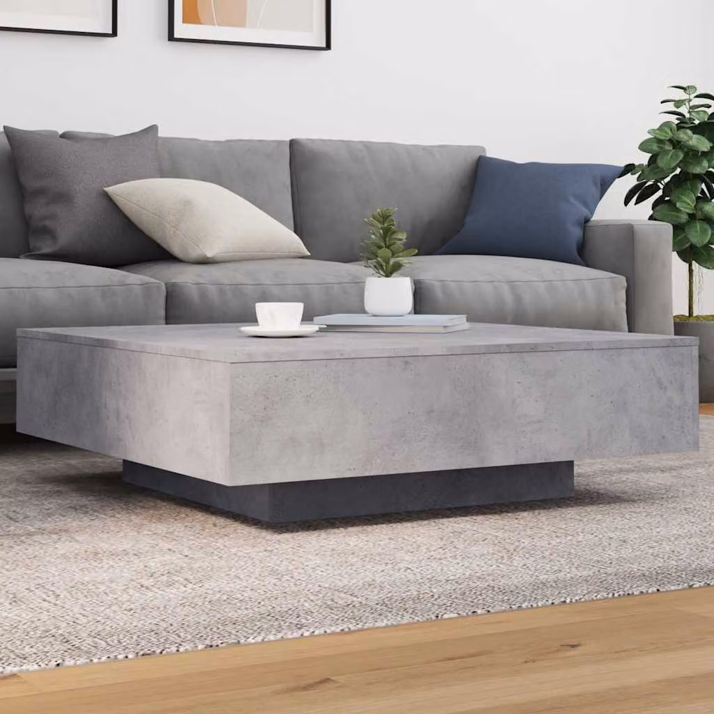 vidaXL Tavolino da Soggiorno Moderno con Luci LED Grigio, L/P/H: 100 x 100 x 31 cm