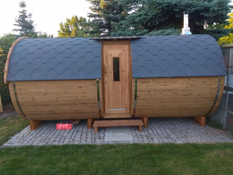 Fasssauna Saunas Fass Außensauna Sauna Garten 227cm Haus Holz Trockensauna 4-6