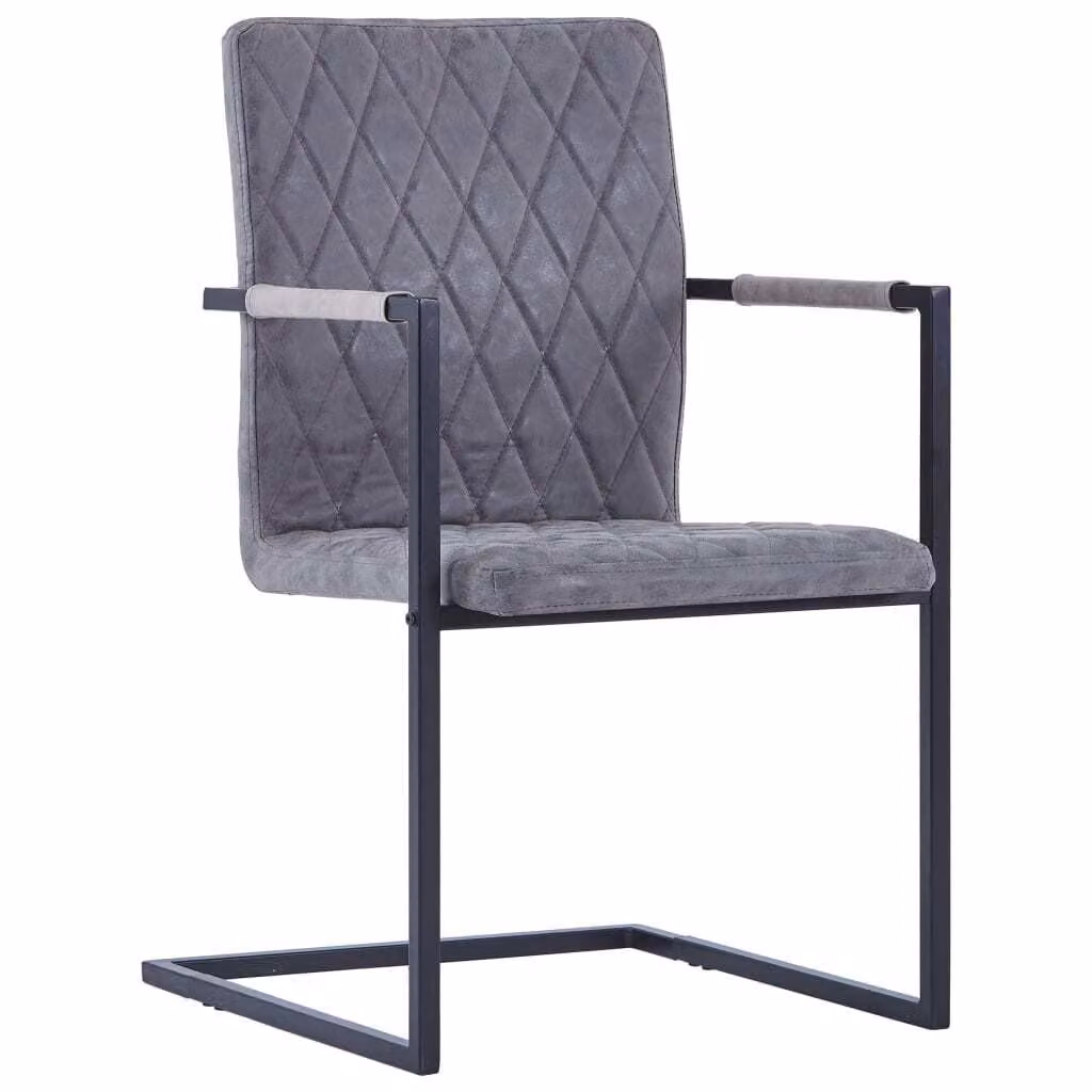 vidaXL Sedia a sbalzo 2 pz. Similcuoio grigio scuro