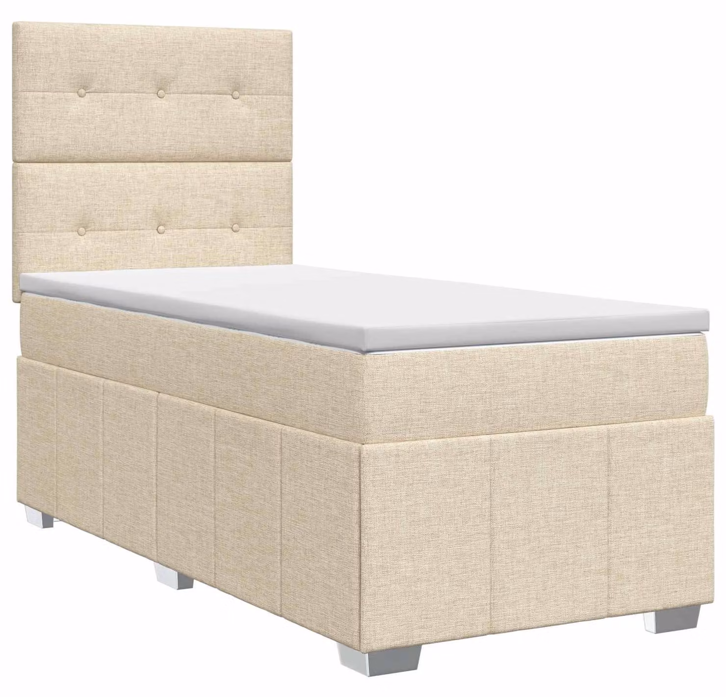 Letto a molle con materasso crema 100 x 200 cm in tessuto