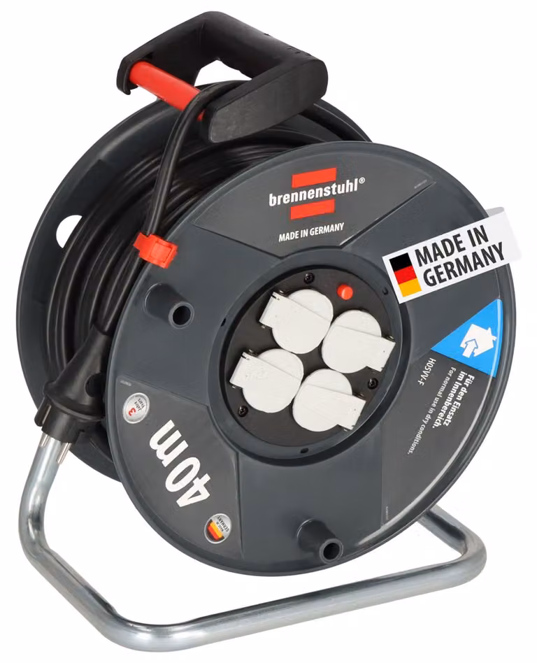 Carrucola per cavi Brennenstuhl Garant V2, 40 metri di cavo: H05VV-F 3G1,5, colore nero – Modello Garant V2, 40 metri