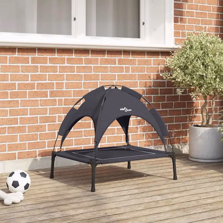 Letto per cani vidaXL con tetto rimovibile e struttura in metallo nero, L 63 x P 49,5 x H 60 cm