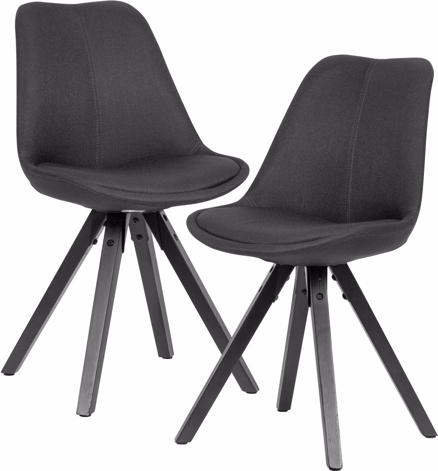 Set di 2 sedie da pranzo antracite con gambe nere Sedia scandinava | Wohnling