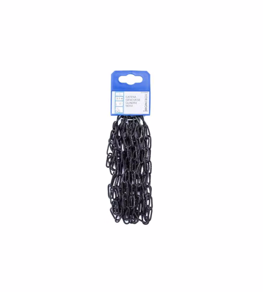 Catena genovese pretagliata maglia quadra Diam. 2 mm. in acciaio nero 2,5 mt.