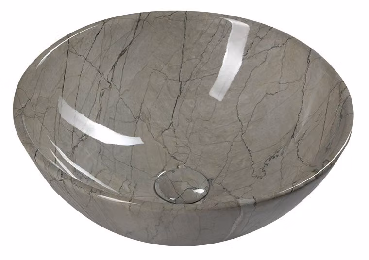 Sapho Dalma - Lavabo da appoggio, diametro 420 mm, senza foro per miscelatore, senza sfioratore, grigio MM113