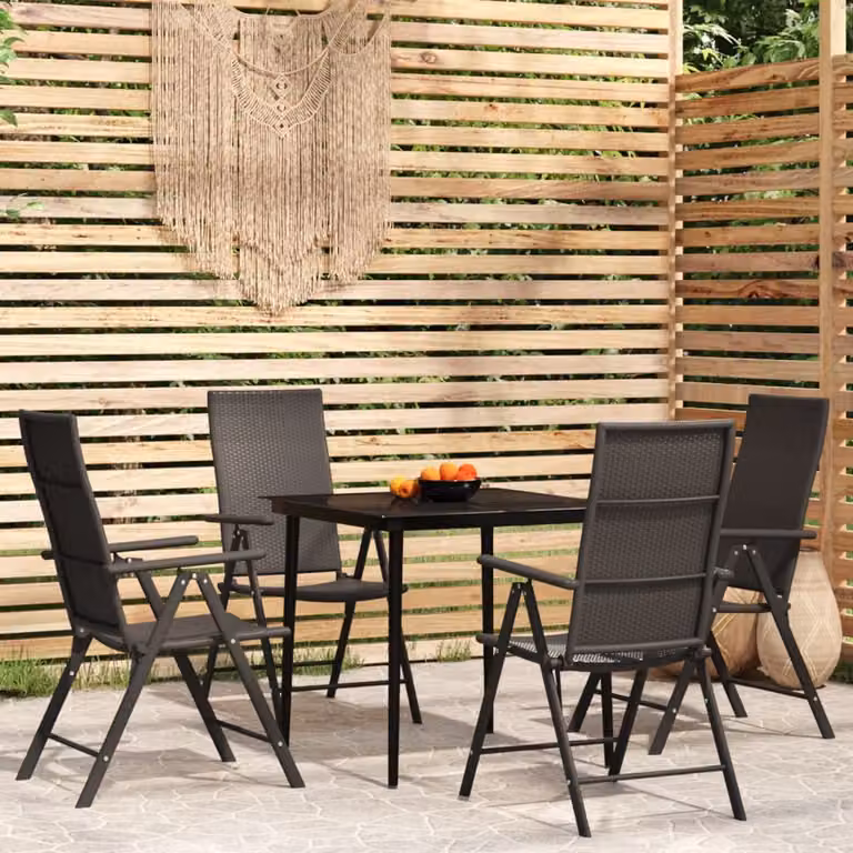 Maison Exclusive - Set da pranzo da giardino 5 pezzi nero
